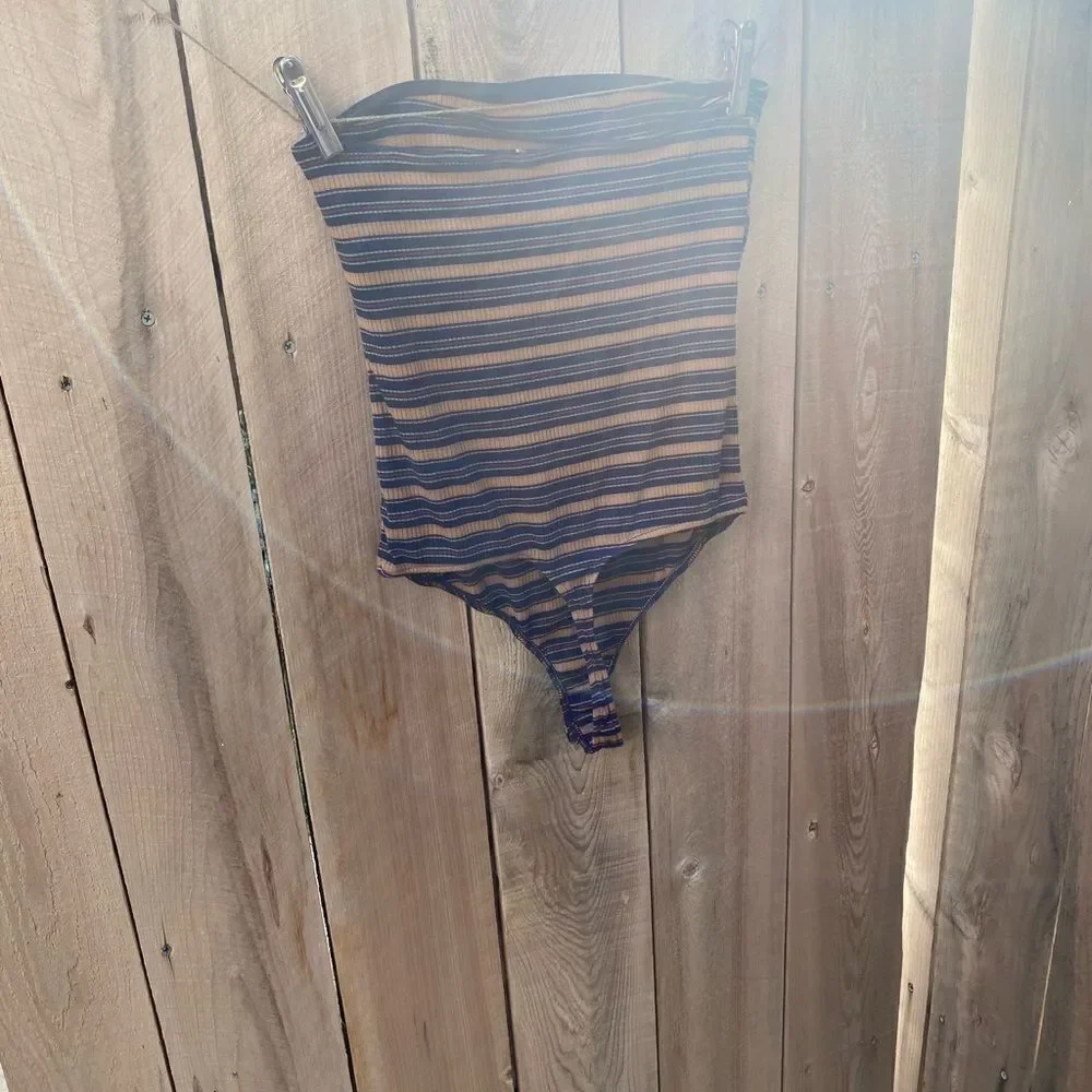 FREE PEOPLE intimately Stripe Out Bodysuit size small - Picture 7 of 11